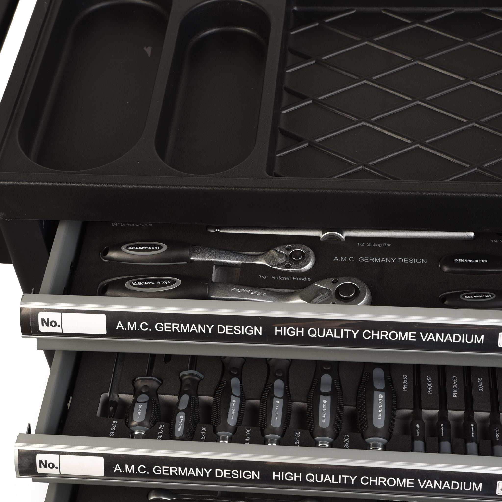 Carrello porta attrezzi completo di utensili 6 cassetti con organizer completo di 1000 utensili