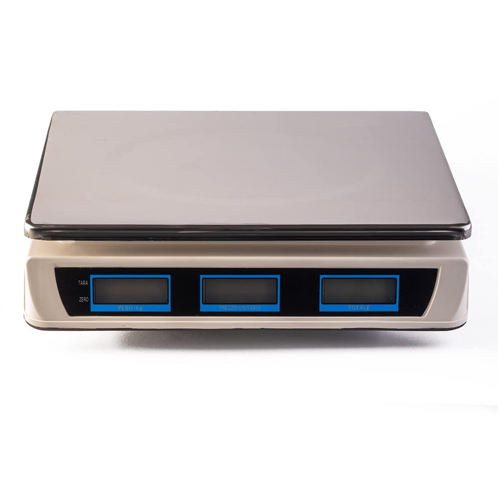 Bilancia elettronica digitale da banco con 7 tasti di memoria, acciaio inox, 6 lcd, totale e peso portata max 40 kg divisione 2g