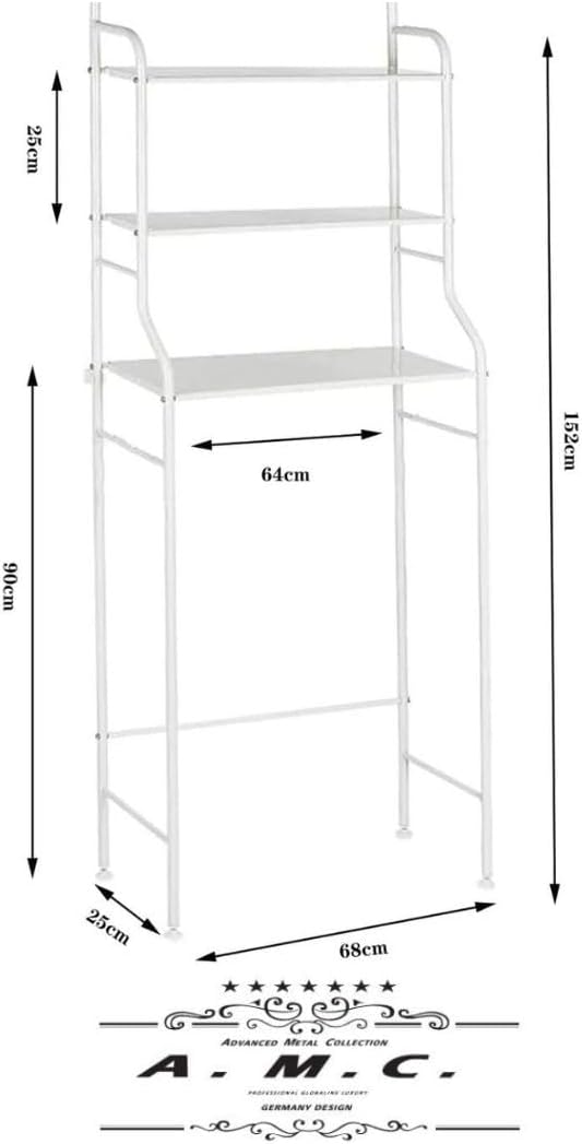 Scaffale da Bagno Salvaspazio Scaffali forati per lavatrice 3 ripiani bianco resistenti