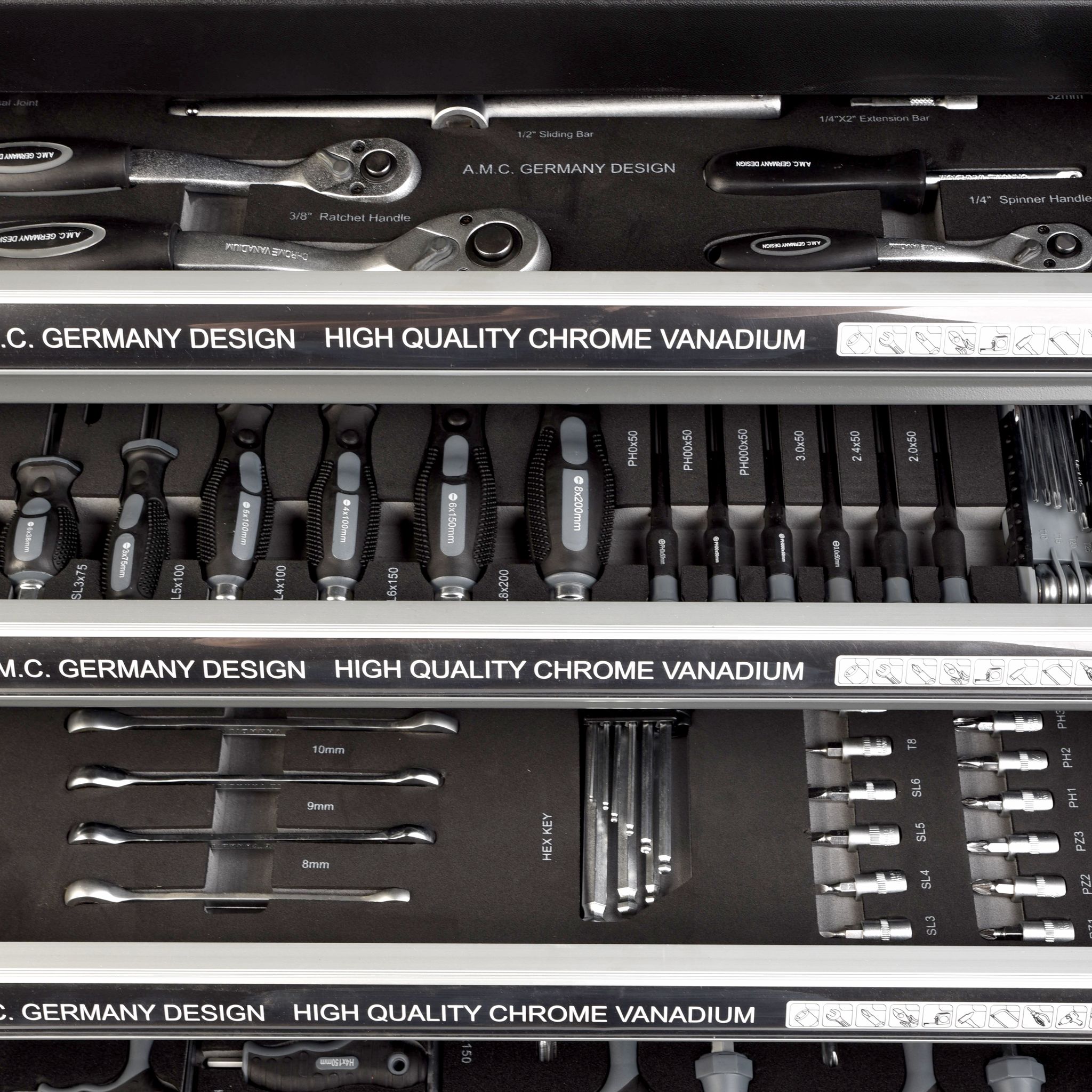 Carrello porta attrezzi completo di utensili 6 cassetti con organizer completo di 1000 utensili