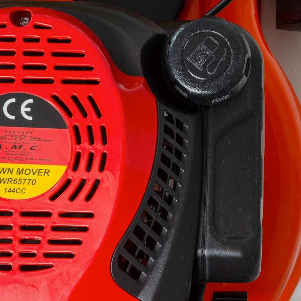 Tagliaerba a spinta con motore a scoppio da 144 cc e 30 kw, ampiezza di taglio regolabile su 7 livelli, 4 ruote livellate su unico piano per evitare zolle vuote adatto a professionisti