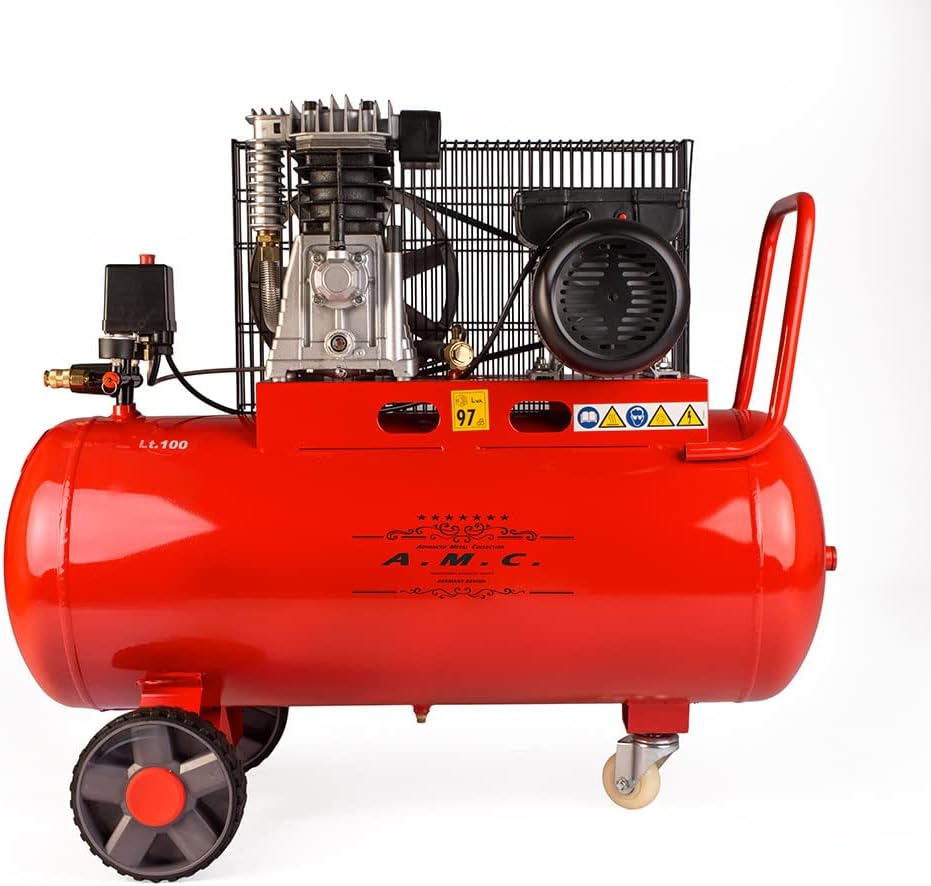 Compressore ad aria pressione 8 bar elettrico coassiale 3 Hp incluso Kit Accessori motore potente termicamente silenziato protetto con Carcassa esterna in alluminio'