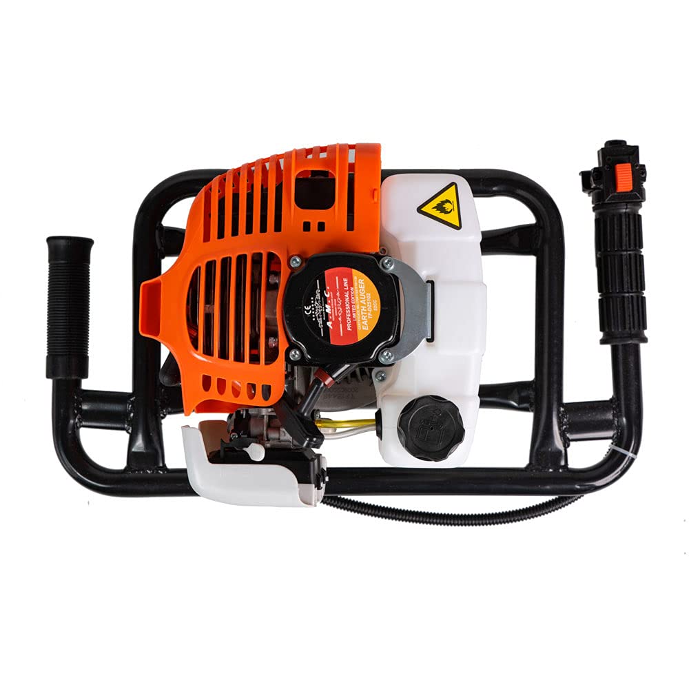 Trivella a scoppio con motore da 52cc 2 tempi con prolunga da 50 cm e 3 punte intercambiabili da 100-150-200mm, mototrivella trivellatrice da giardino e campi, utilizzo professionale e fai da te