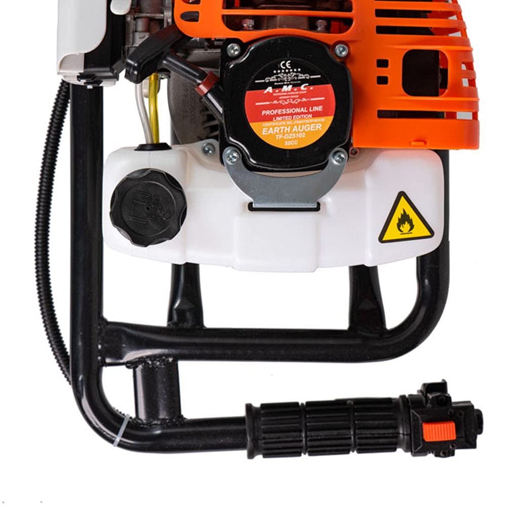 Trivella a scoppio con motore da 52cc 2 tempi con prolunga da 50 cm e 3 punte intercambiabili da 100-150-200mm, mototrivella trivellatrice da giardino e campi, utilizzo professionale e fai da te